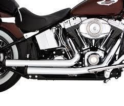 Rinehart 2-into-2 exhaust staggered cut chrome/black  for '86-'12 harley softail