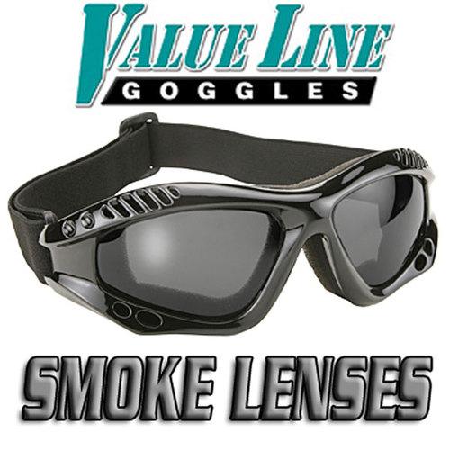 Smoke tinted foam padded motorcycle biker atv boating safety goggles