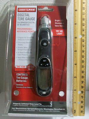 New craftsman programmable digital tire gauge with led flashlight and air bleed