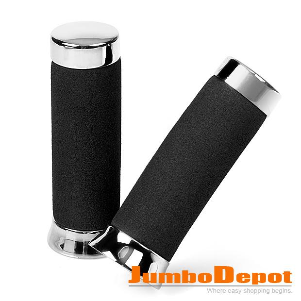 Motorcycle fits 7/8'' handlebar grip silver black soft cool style looks warranty