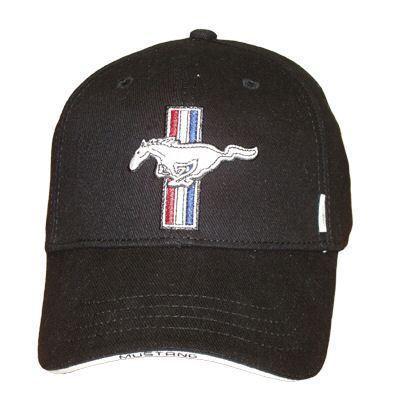 Cap - ford mustang running horse tri-bar hat new! black shipped free to the usa!