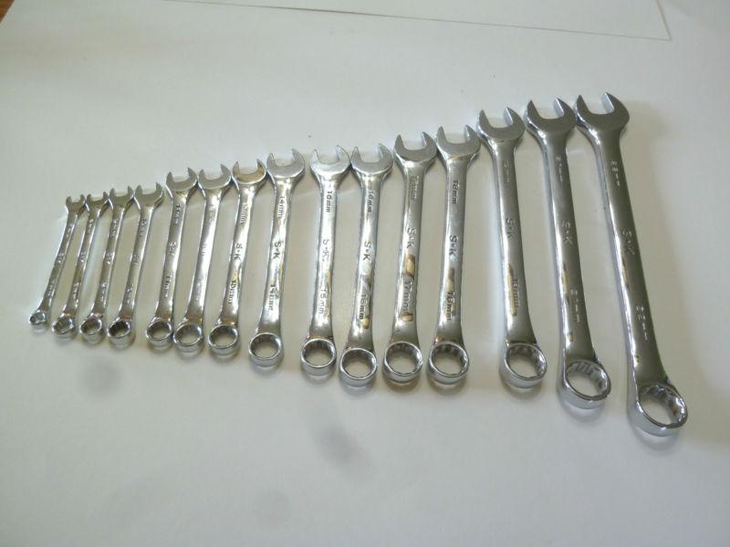 S-k metric combination wrench 15 piece 7mm thru 22mm
