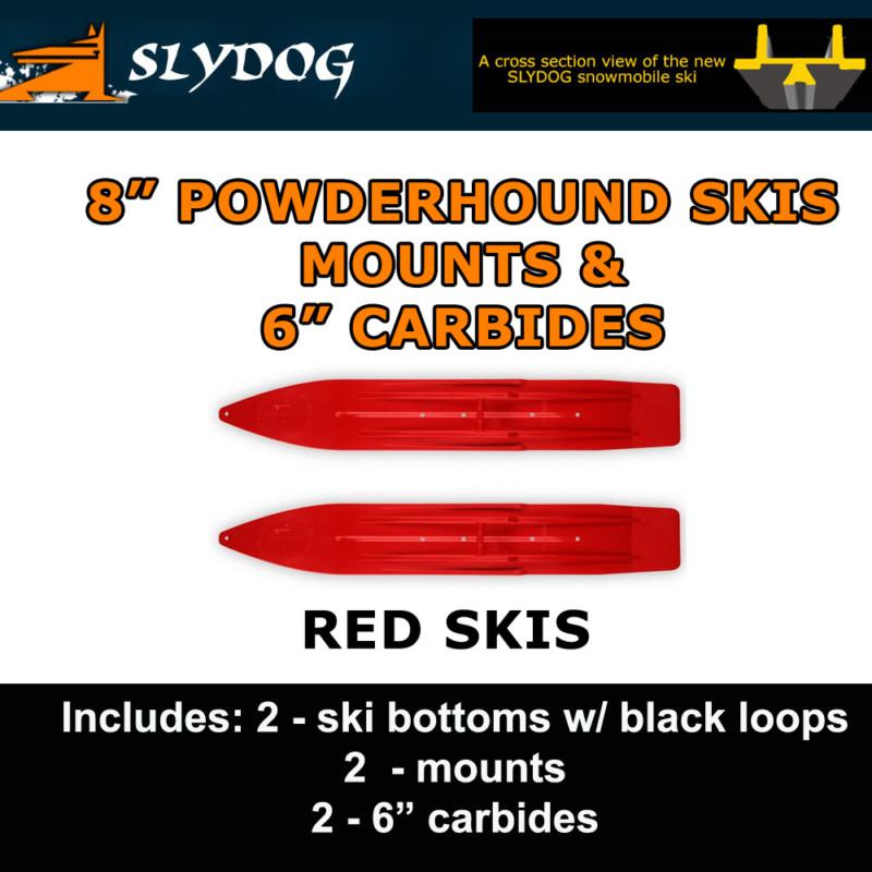 Arctic cat pro chassis 2012-13 slydog powder hound 8" red skis,  mnts, 6" carbs
