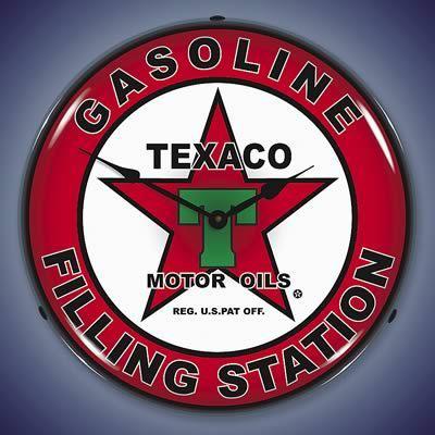Ghh clock wall mount texaco logo white/red/black/green face 14" diameter ea
