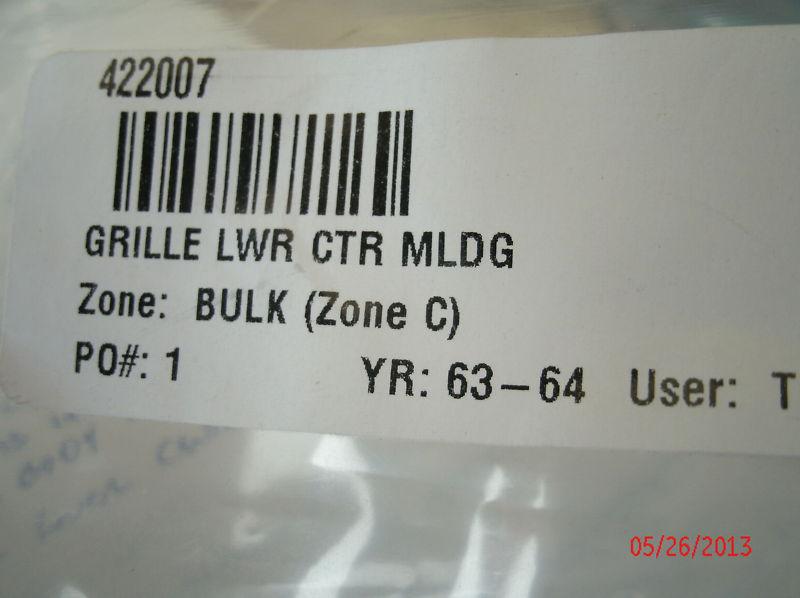 1963-64 Vette (C2) Center Lower Grille Molding Chevy GM BBC SBC Stingray, US $85.00, image 5