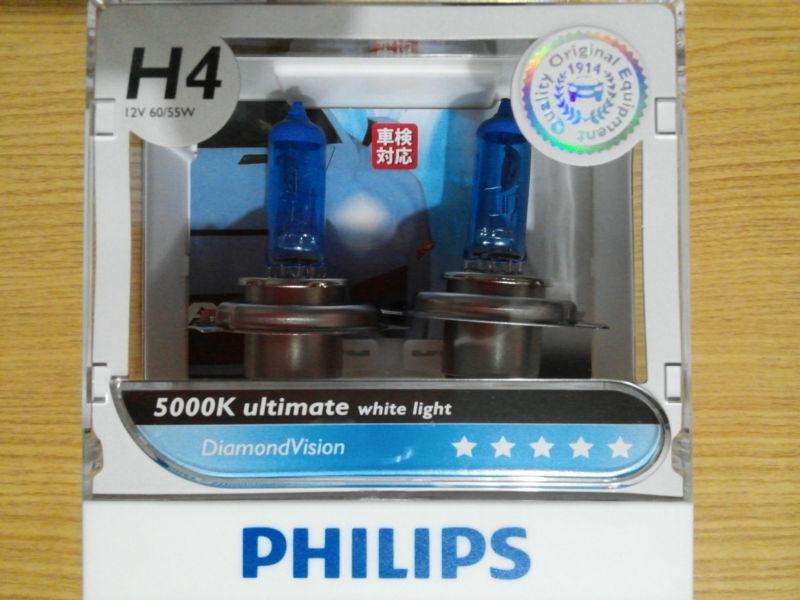 New ver. philips h4 5000k diamond vision ultimate white light 12342dvs2