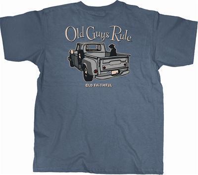Old guys rule t-shirt cotton old guys rule old truck dog charcoal men's medium