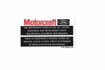1984 & 1985 ford mustang motorcraft specification decal