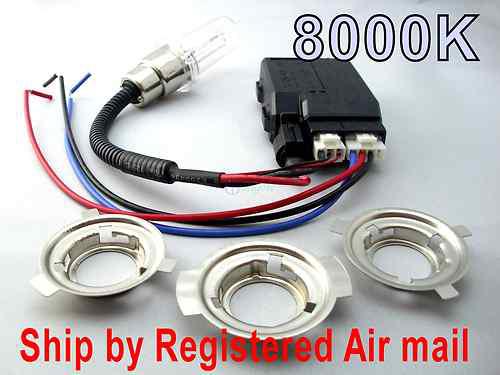 Motorcycle car dual hi/lo beam hid conversion kit h4 ba20d 8000k xenon bulb/lamp