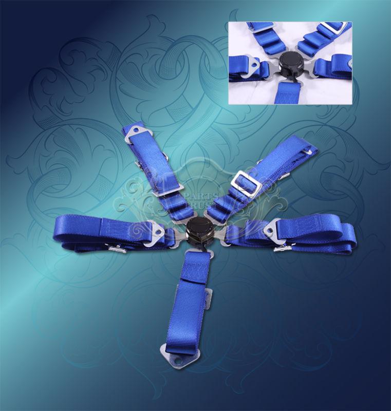 5 point nylon blue f1 sport racing safety seat belt camlock harness buckle