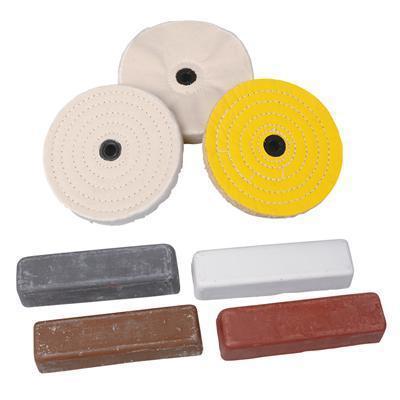 Summit metal polishing kit three 6" x 1" diameter wheels four compounds kit