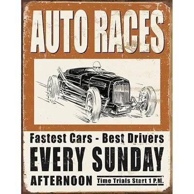 Genuine hotrod hardware tin sign auto races rectangle ea