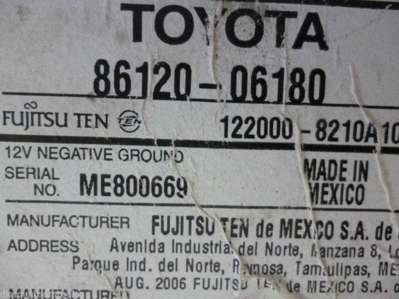 07-09 Toyota Camry Radio Cd Player Model 11815 86120-06180 * , US $9.99, image 3