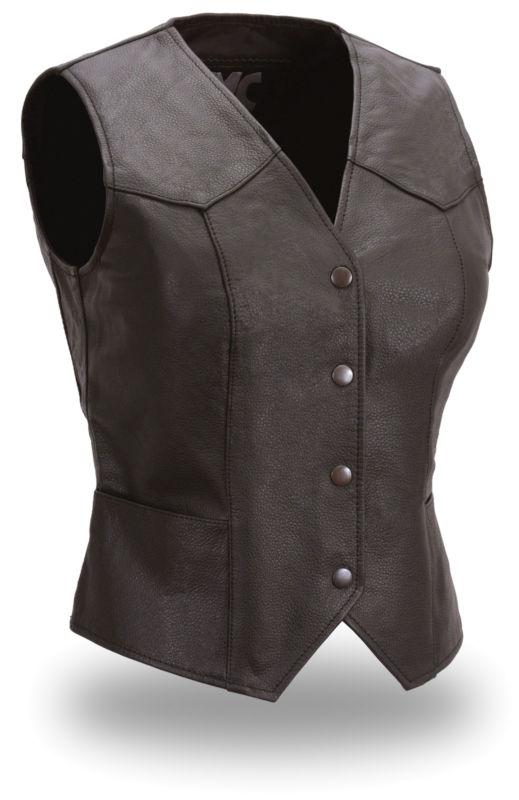 Fmc mfg ladies  leather motorcycle vest  fml500 