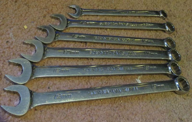 Snap on tools 5pc metric combination wrench set snapon somxm11-soexm19 flank dri