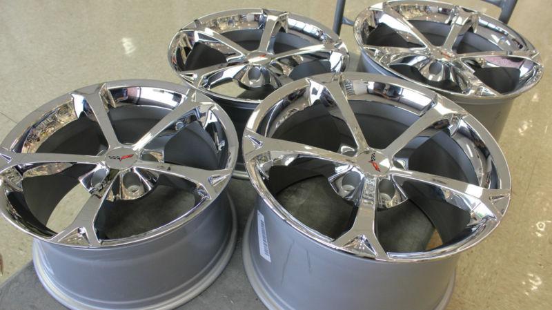 NEW GM OEM Chrome Grand Sport Corvette Wheels Rims 2006-2013 C6 Z06 ZO6 Size LS3, US $799.00, image 4