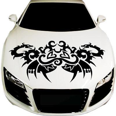 Car hood graphic decal-black tribal dragons tattoo look, ultra cool! 23" x 35"