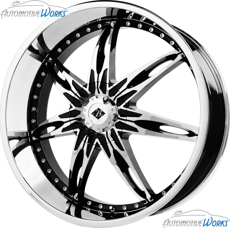 1 - 24x9.5 black ice nocturno 5x135 5x139.7 5x5.5 +18mm chrome black wheel rim"