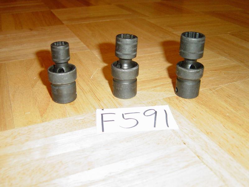 Snap on tools new unused 3 piece 3/8 drive metric short swivel impact sockets