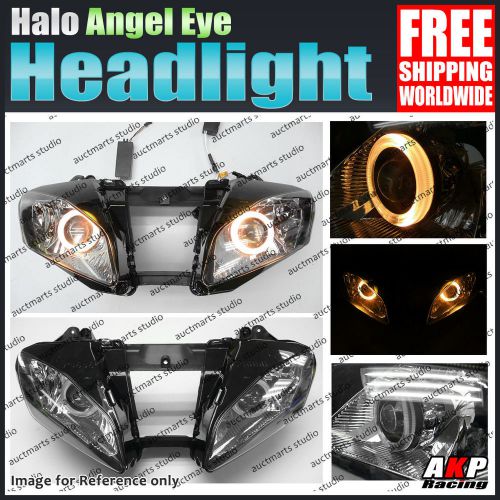 For yamaha yzf r6 06-07 halo angel eye hid led headlight lamp assembly yellow gs