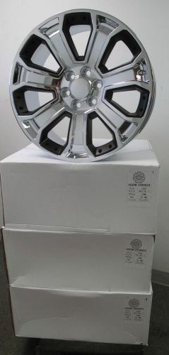 22&#034; new gmc yukon sierra chevy silverado factory style chrome black wheels 5660