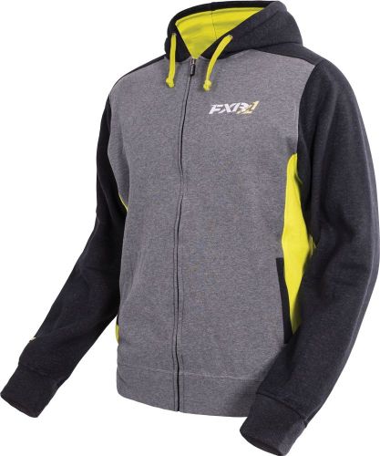 Fxr pace 2016 mens zip-up hoodie charcoal gray/hi-vis yellow