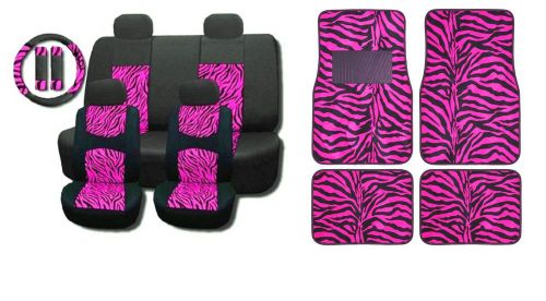 New hot pink mesh 15pc full set car seat covers and floor mats