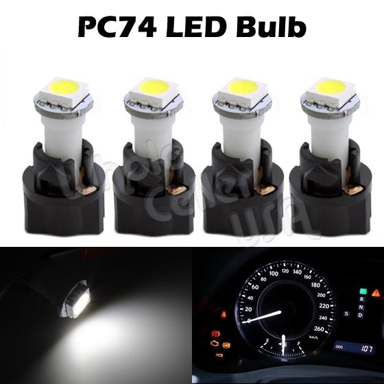 4x white 73 twist-in 5050 smd instrument panel dash light led bulb sockets pc74