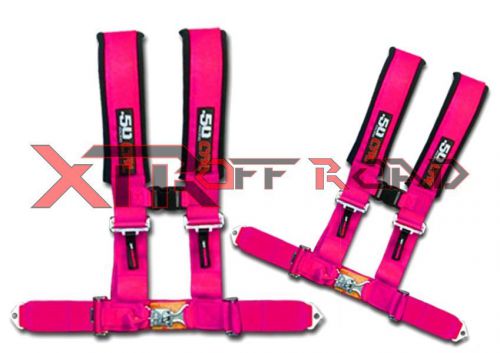 Xtr off-road products,(2) 50 caliber racing 2&#034; 4 point harness bundle - pink
