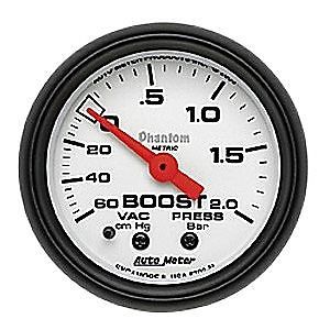 Auto meter 5703-m phantom series gauge 2&#034; boost/vacuum mechanical