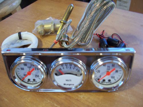 Chrome steel oil pressure voltage water temperature triple mechanical gauge kit