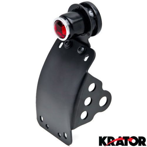 Bobber curved vertical black license plate 1" axle bracket brake tail light