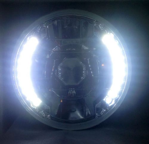 Rare 5-3/4 xenon white headlight led signal halo harley chopper bobbermotorcycle