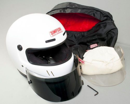Simpson shark helmet - white - size 7 1/2 sa85 w/ 2 visors and carry bag