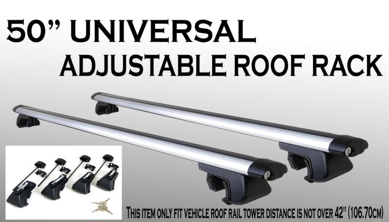 Jdm x2 50 inch aluminum roof rack top rail cross bar cargo carrier w/ keys locks