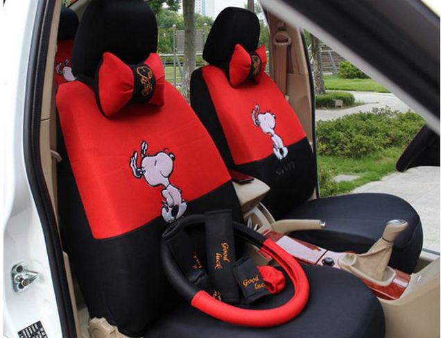New - natural fabrics hand- produced cartoon puppy pattern car seat cover -18pc 