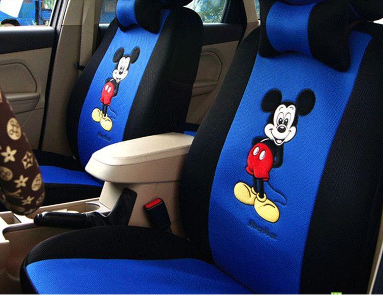 Fashionable chinese manual embroidery cartoon blue mickey pattern car seat cover