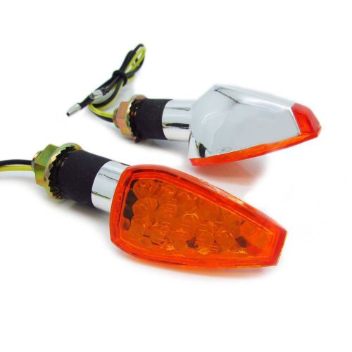 2 x chrome turn signal led dual sport motorcycle dirt bike light blinker mx mini