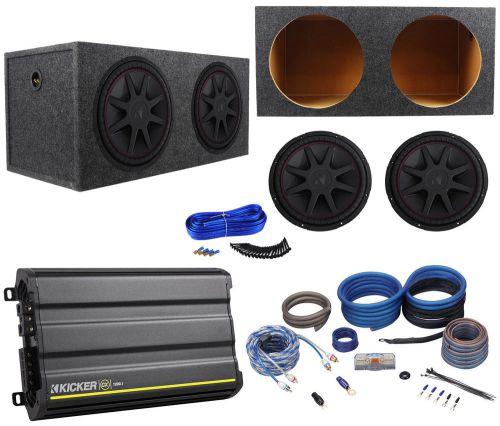 2) kicker 43cvr152 compvr 15" 2000w subwoofers+sealed box+mono amplifier+amp kit