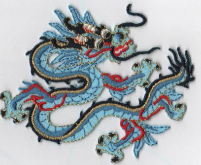 Iron on embroidered dragon patch
