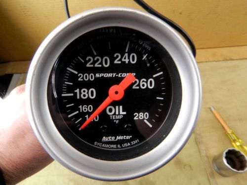 Oil temperature gauge auto meter 3341 sport comp mechanical 2 1/16 in 140-280 f