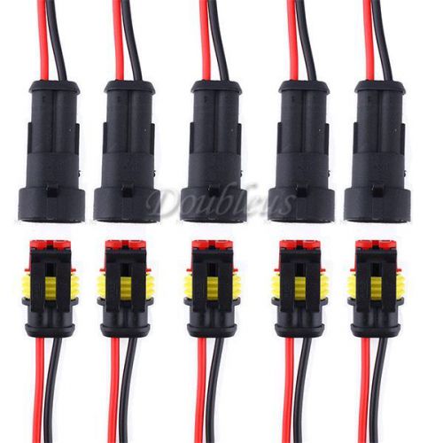 5 kit 2 pin way car waterproof electrical connector plug with wire awg marine bu