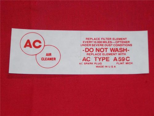 1952 1953 1954 1955 cadillac ac dry air cleaner decal