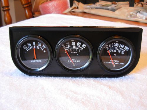 Triple gauge, ammeter,oil pressure,water temperature,auto,truck,restoration,roda