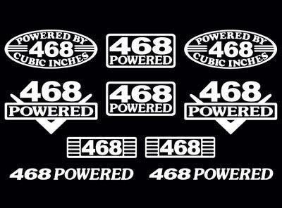 10 decal set 468 ci v8 powered engine stickers emblems .060 454 vinyl decals