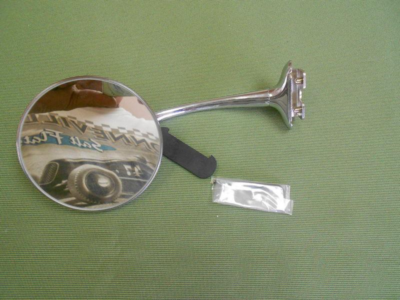 Vintage style round side rear view mirror door edge mount clamp on