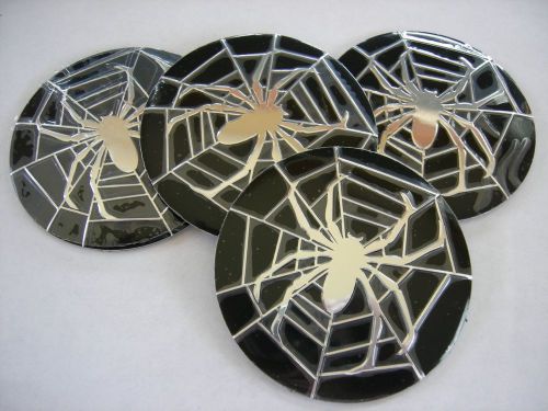 Spiderweb cobweb wheel center cap emblems set 4 aluminum sticker decal coned