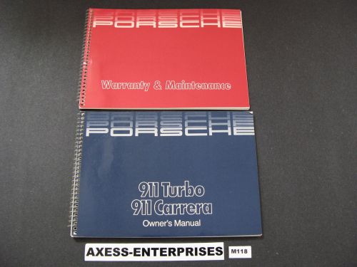 1986 porsche 930 turbo + 911 carrera cab targa owners manual &amp; service book m118