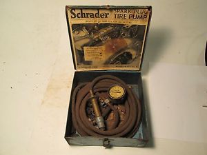 Schrader spark plug tire pump model a 1932 ford 1936 buick 1948 chevy ratrod