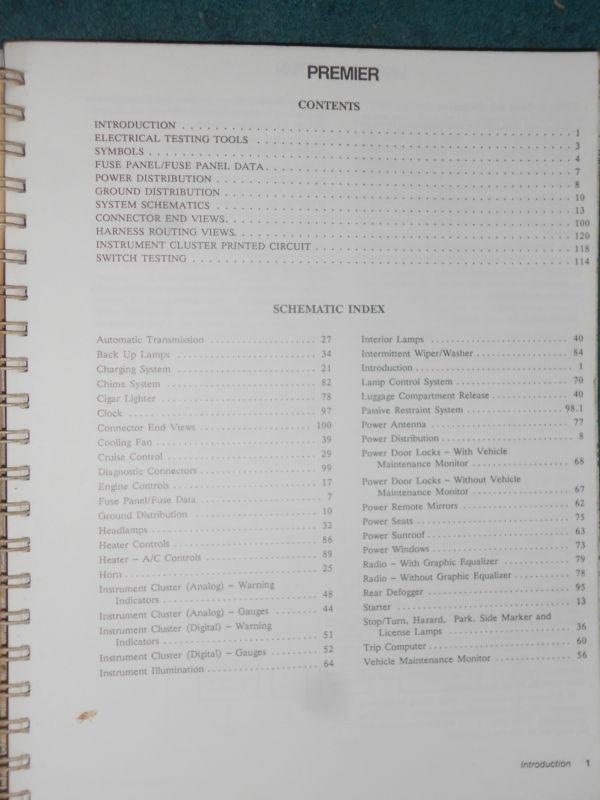 1988 EAGLE PREMIERE ELECTRICAL SHOP MANUAL / ORIGINAL SERVICE BOOK, US $27.50, image 3
